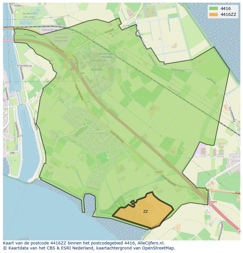 Afbeelding van het postcodegebied 4416 ZZ op de kaart.