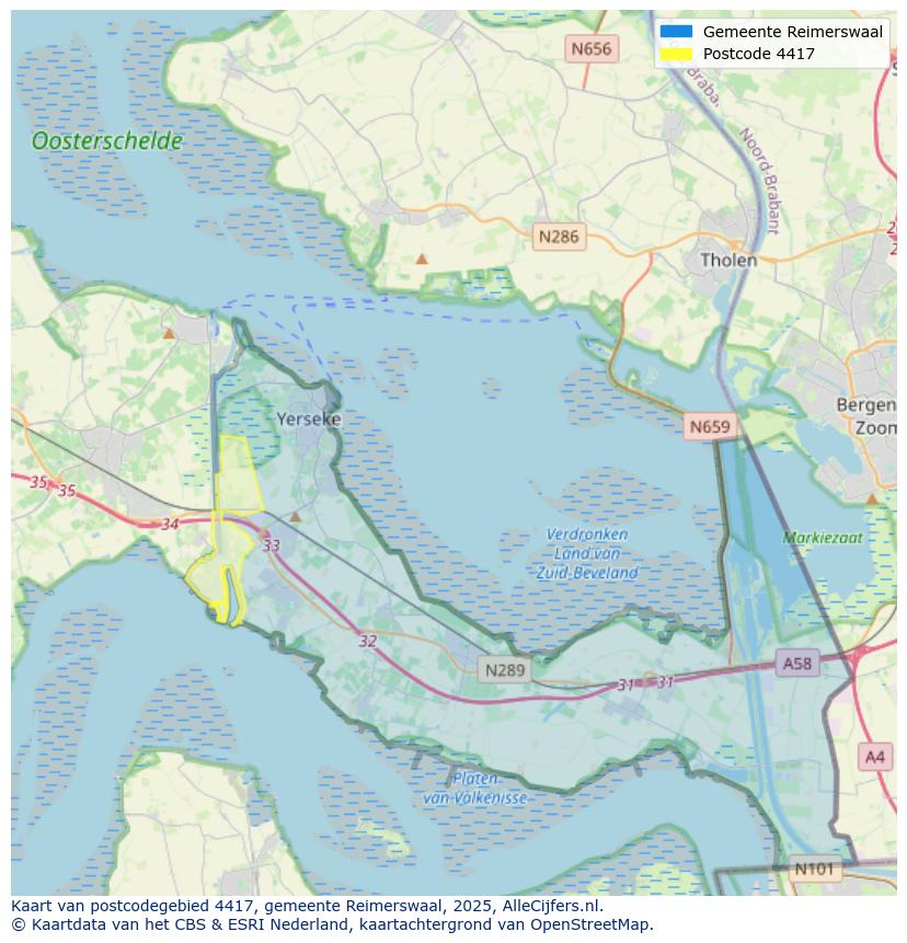 Afbeelding van het postcodegebied 4417 op de kaart.