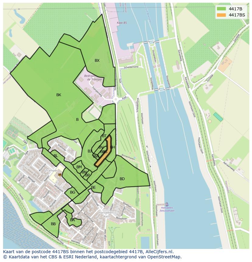 Afbeelding van het postcodegebied 4417 BS op de kaart.
