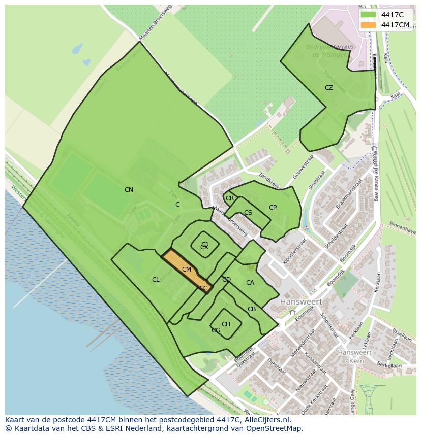 Afbeelding van het postcodegebied 4417 CM op de kaart.