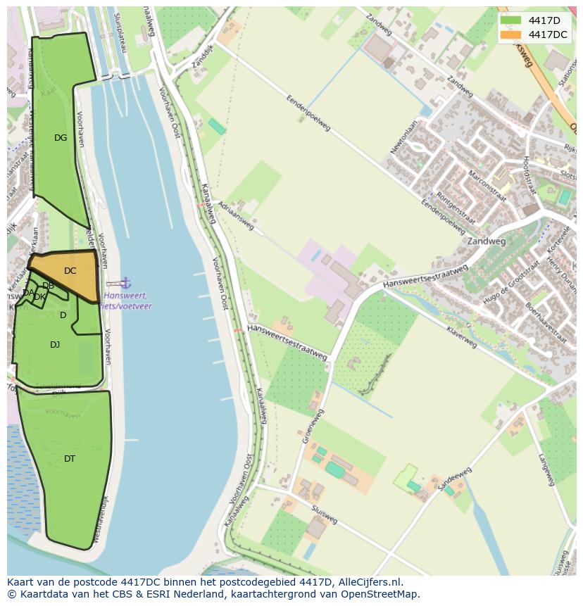Afbeelding van het postcodegebied 4417 DC op de kaart.