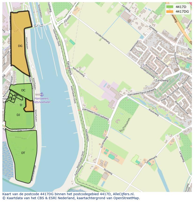 Afbeelding van het postcodegebied 4417 DG op de kaart.
