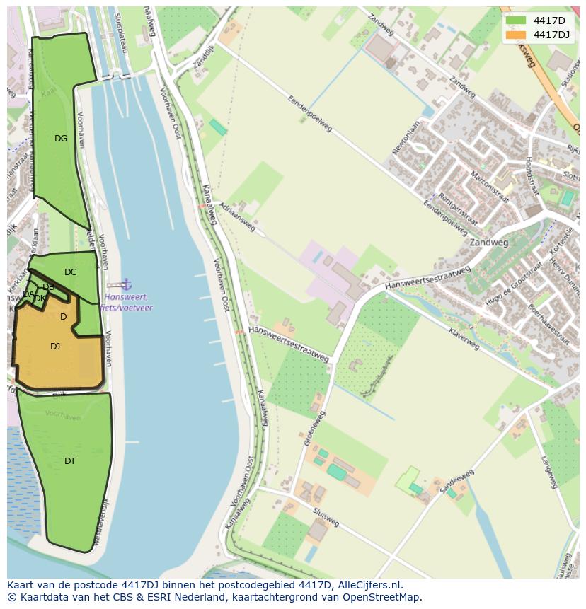 Afbeelding van het postcodegebied 4417 DJ op de kaart.