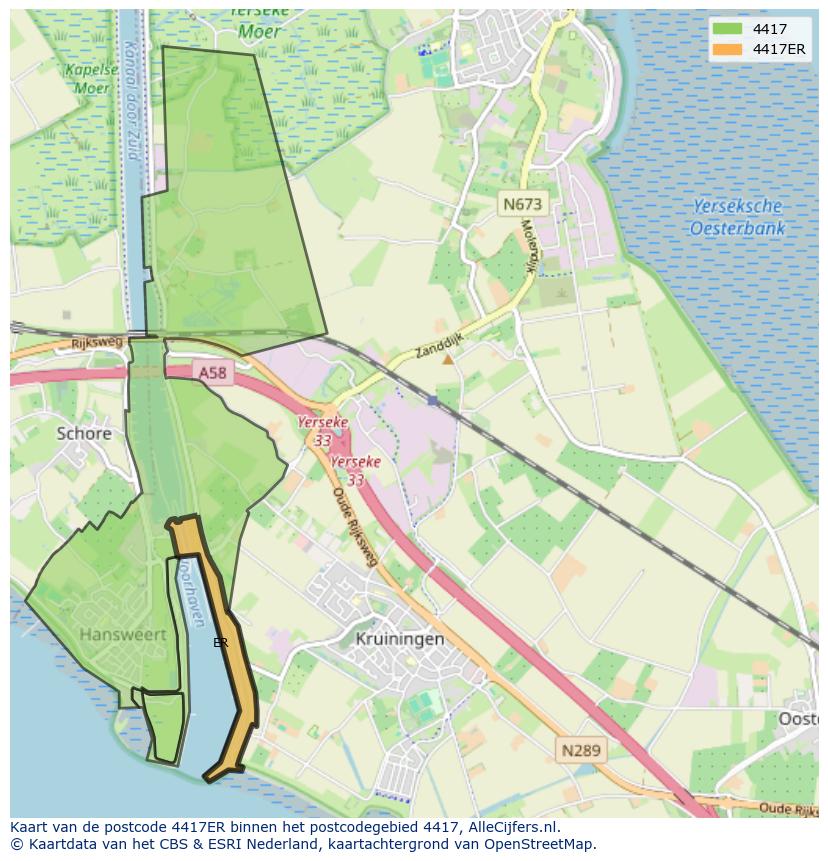 Afbeelding van het postcodegebied 4417 ER op de kaart.