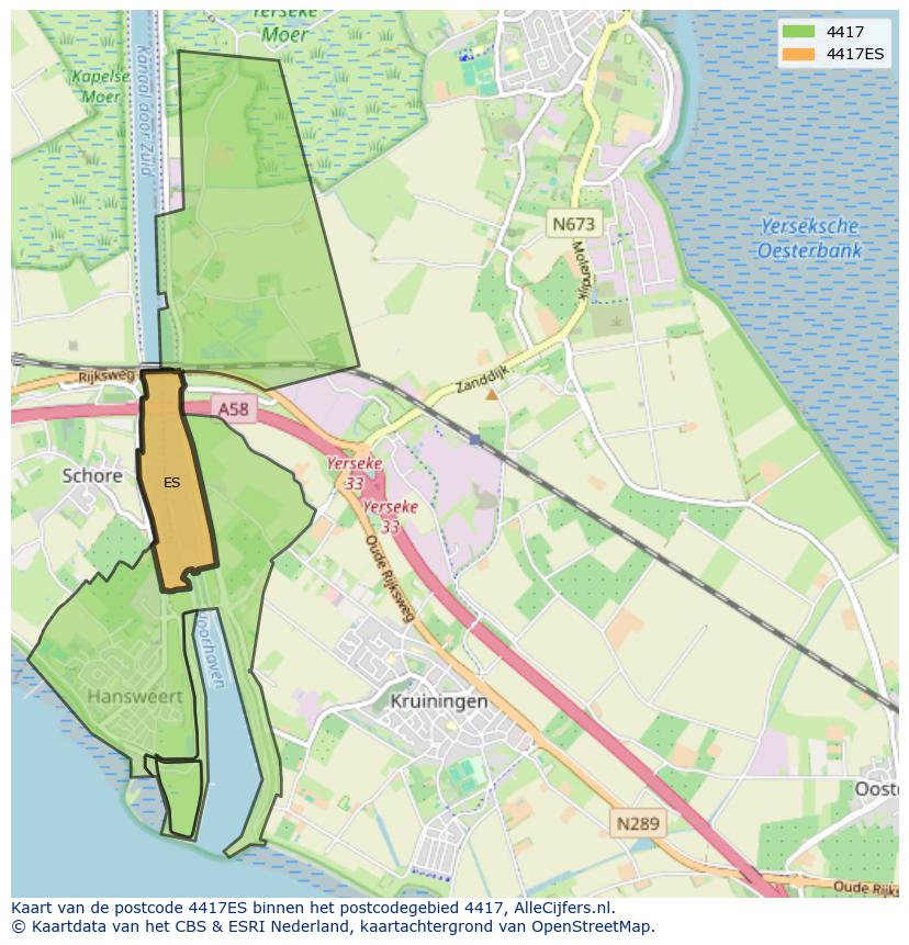 Afbeelding van het postcodegebied 4417 ES op de kaart.