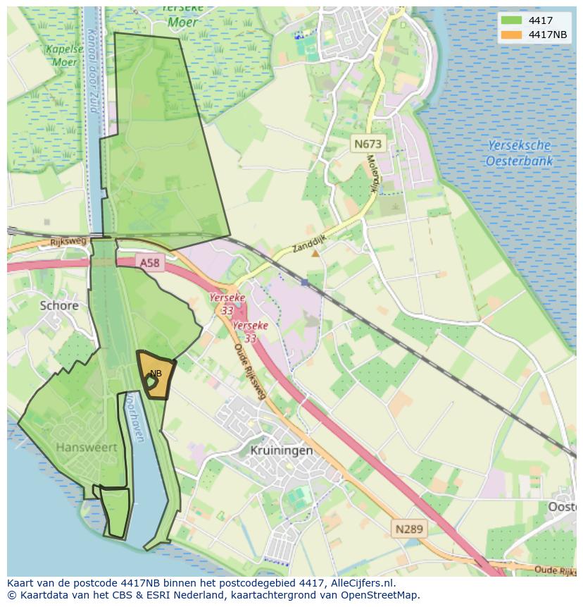 Afbeelding van het postcodegebied 4417 NB op de kaart.