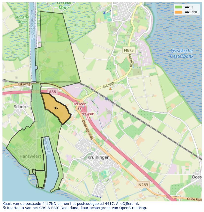 Afbeelding van het postcodegebied 4417 ND op de kaart.