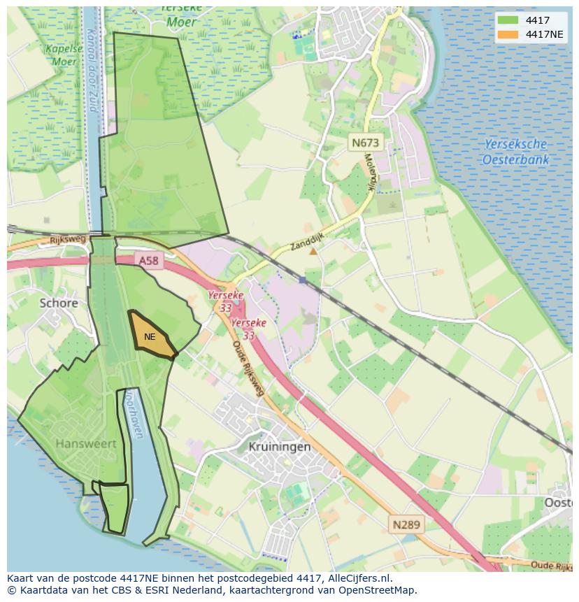Afbeelding van het postcodegebied 4417 NE op de kaart.
