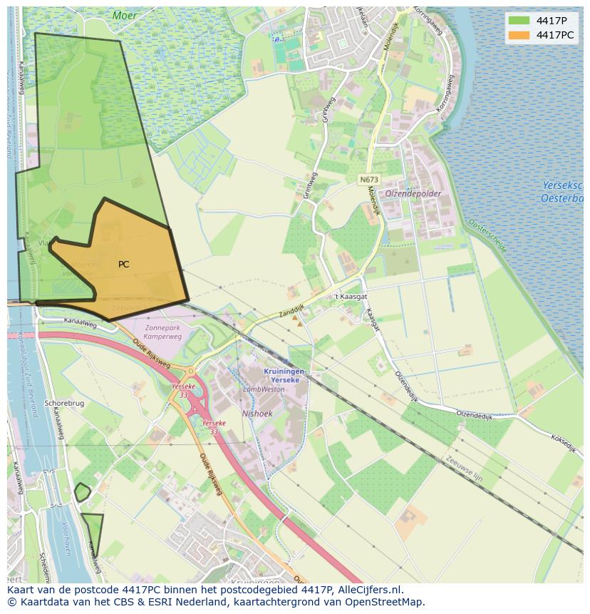 Afbeelding van het postcodegebied 4417 PC op de kaart.