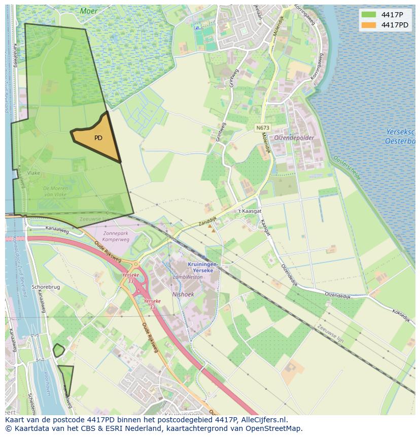 Afbeelding van het postcodegebied 4417 PD op de kaart.