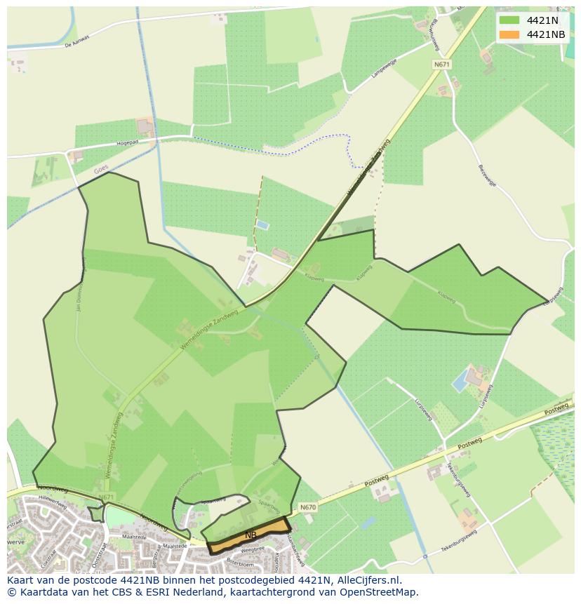 Afbeelding van het postcodegebied 4421 NB op de kaart.
