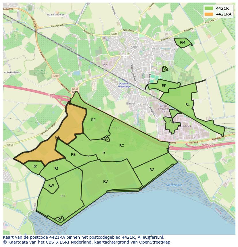 Afbeelding van het postcodegebied 4421 RA op de kaart.
