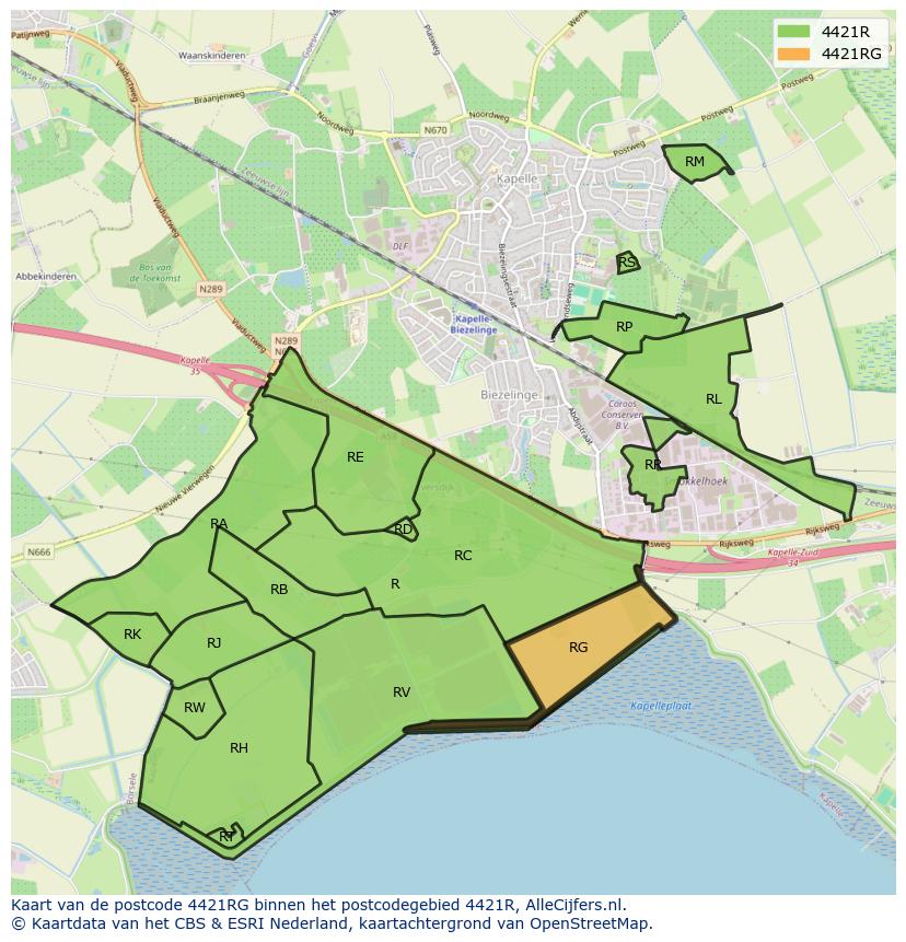 Afbeelding van het postcodegebied 4421 RG op de kaart.