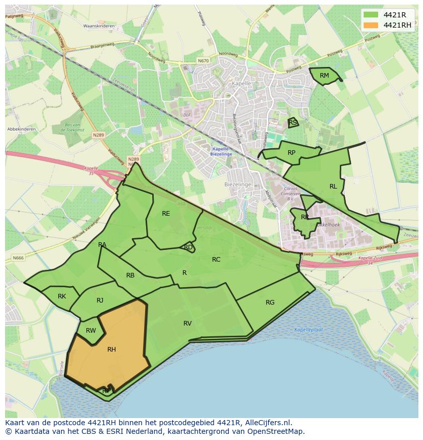 Afbeelding van het postcodegebied 4421 RH op de kaart.