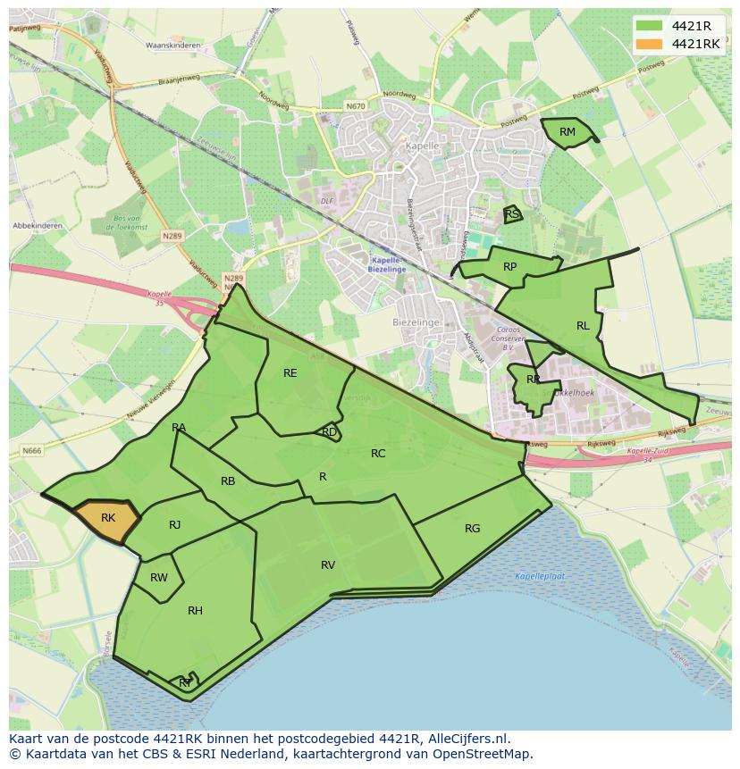Afbeelding van het postcodegebied 4421 RK op de kaart.