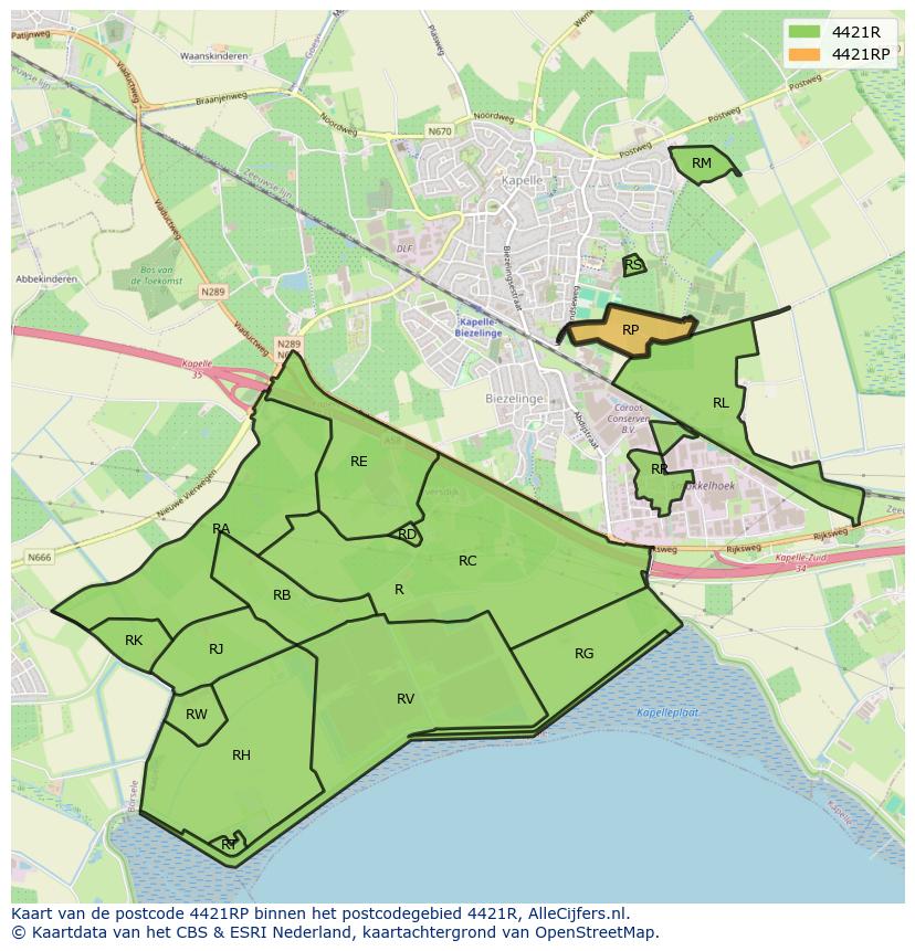 Afbeelding van het postcodegebied 4421 RP op de kaart.