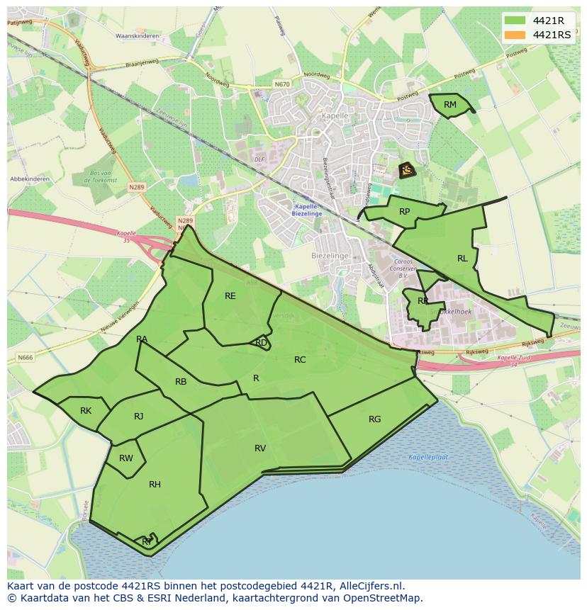 Afbeelding van het postcodegebied 4421 RS op de kaart.