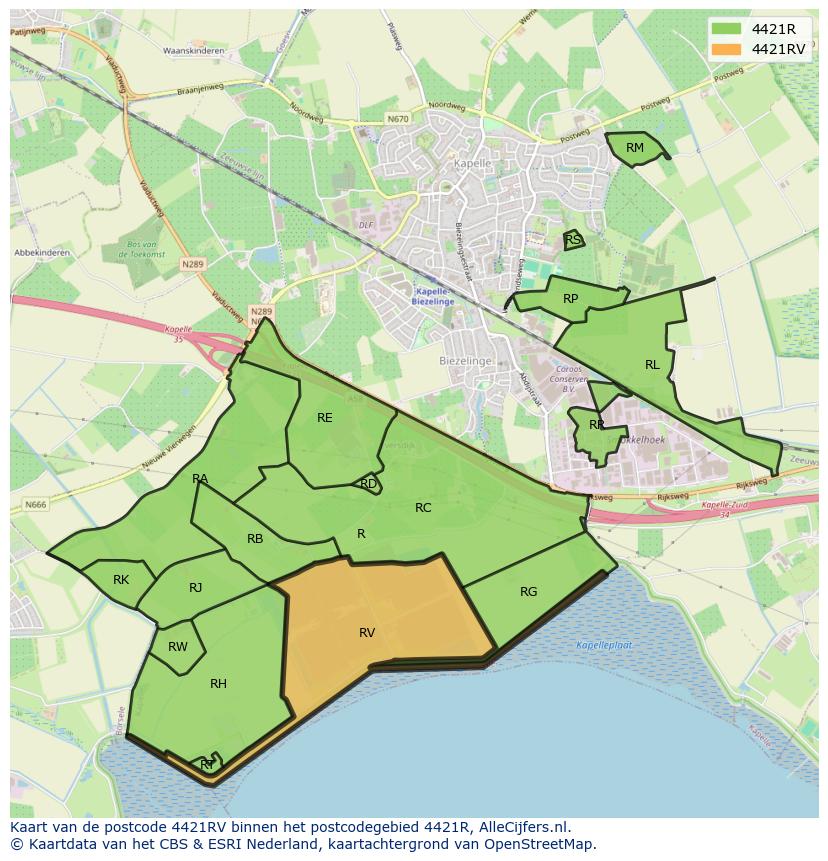 Afbeelding van het postcodegebied 4421 RV op de kaart.