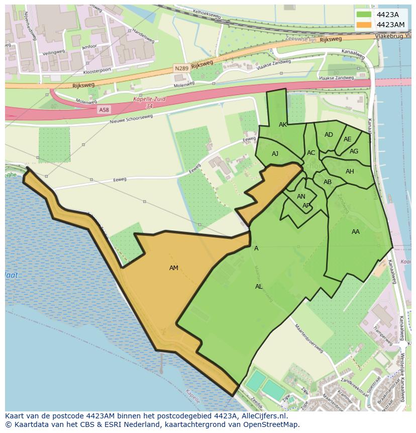 Afbeelding van het postcodegebied 4423 AM op de kaart.