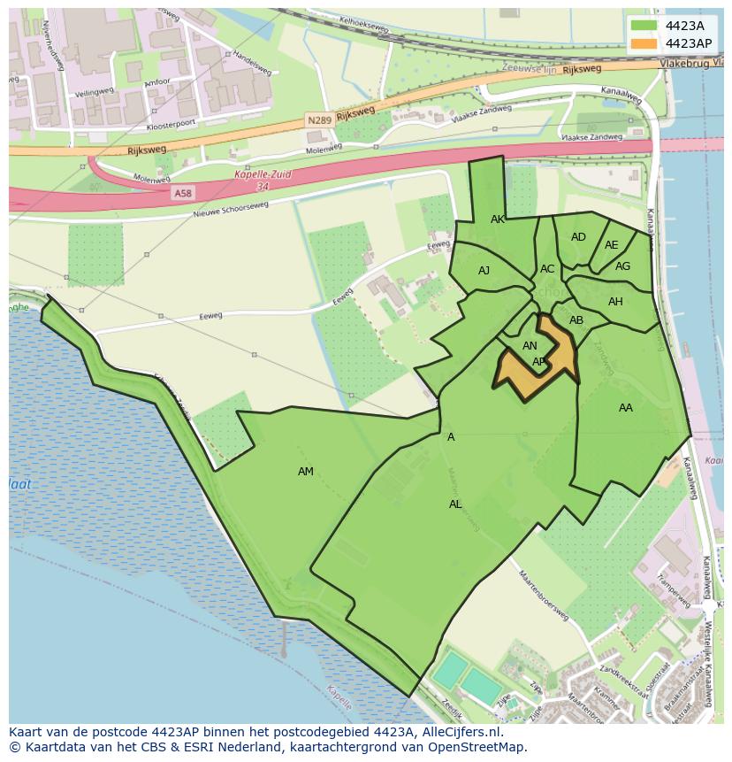 Afbeelding van het postcodegebied 4423 AP op de kaart.