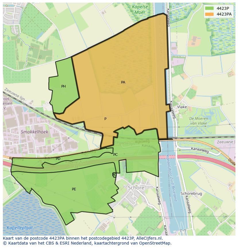 Afbeelding van het postcodegebied 4423 PA op de kaart.