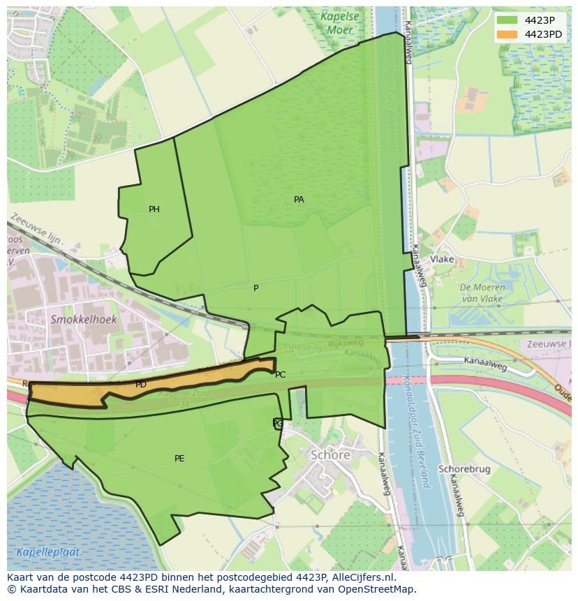 Afbeelding van het postcodegebied 4423 PD op de kaart.