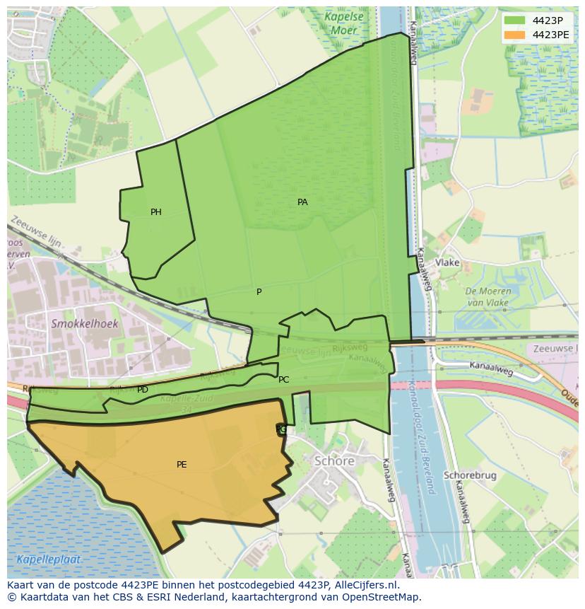 Afbeelding van het postcodegebied 4423 PE op de kaart.