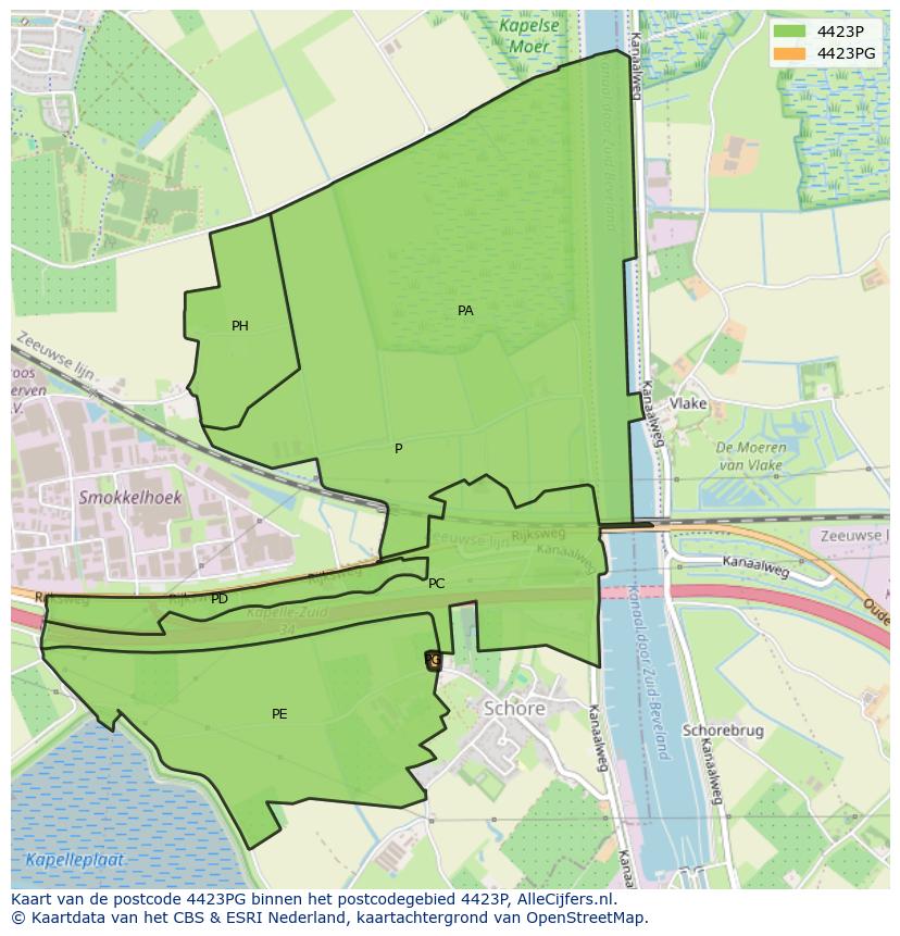 Afbeelding van het postcodegebied 4423 PG op de kaart.