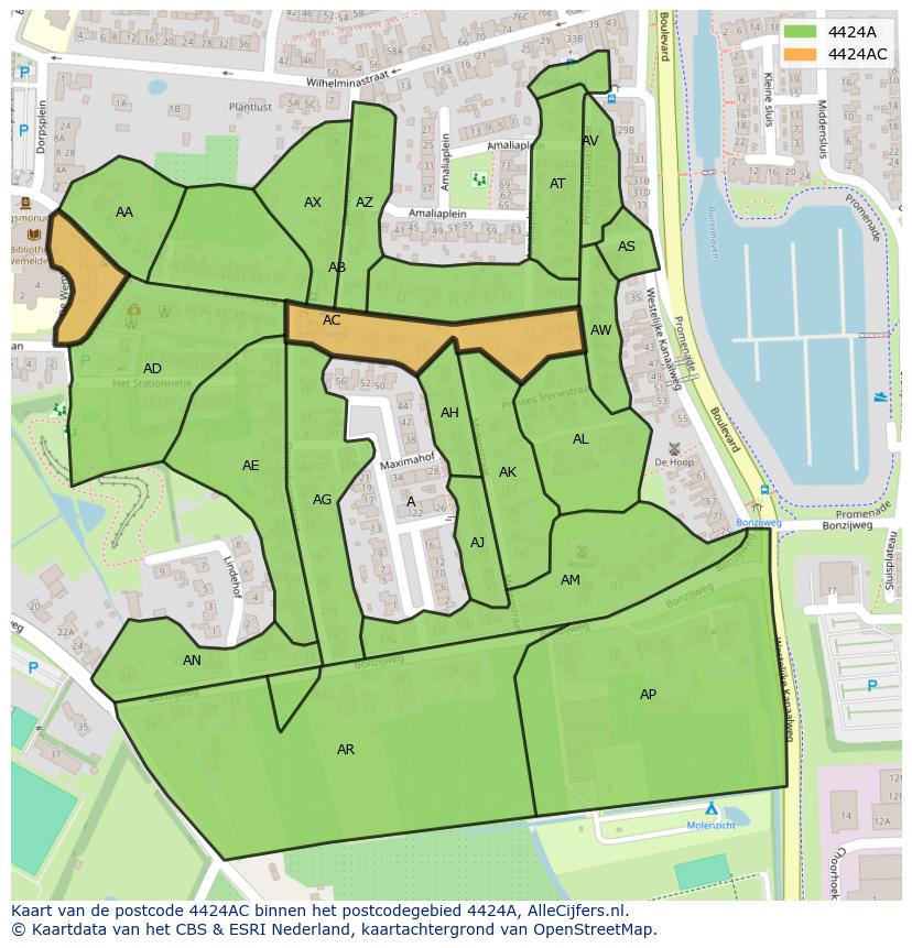 Afbeelding van het postcodegebied 4424 AC op de kaart.