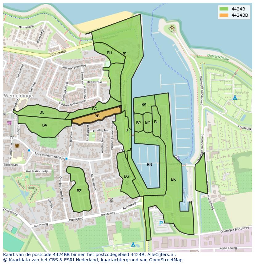 Afbeelding van het postcodegebied 4424 BB op de kaart.