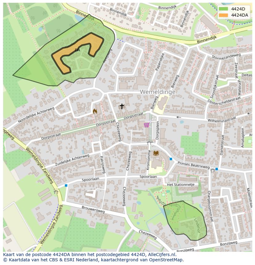 Afbeelding van het postcodegebied 4424 DA op de kaart.