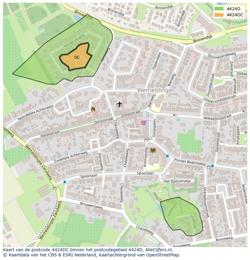 Afbeelding van het postcodegebied 4424 DC op de kaart.