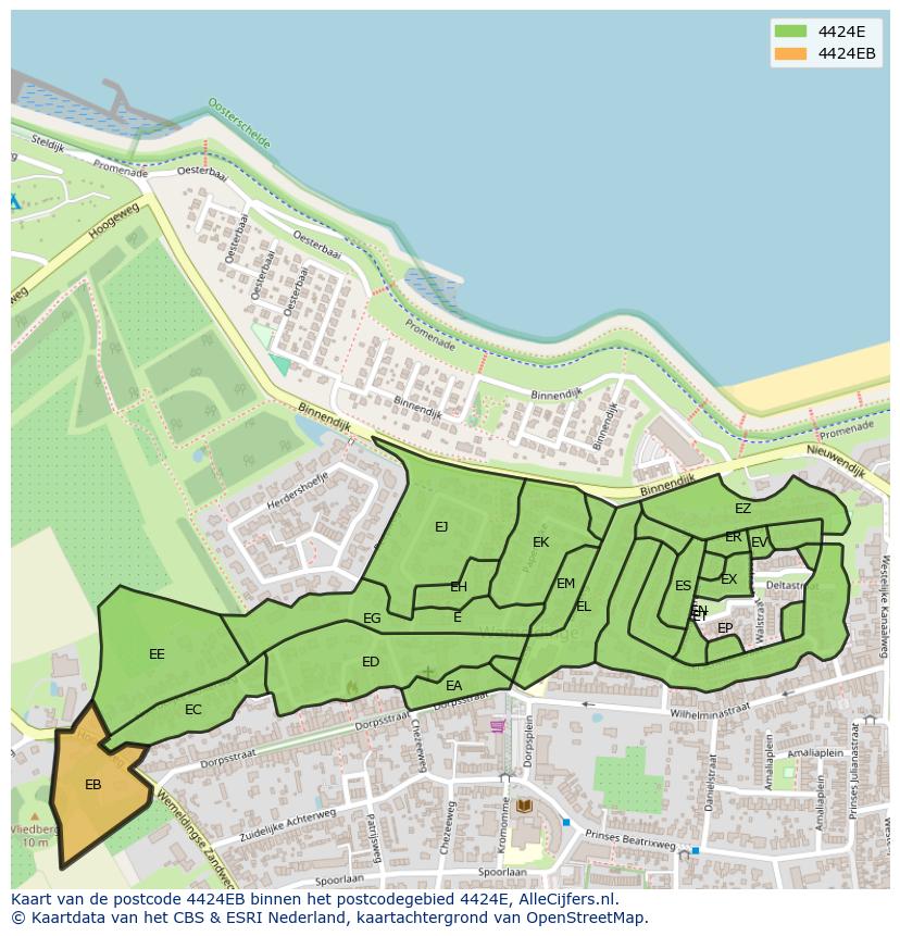 Afbeelding van het postcodegebied 4424 EB op de kaart.