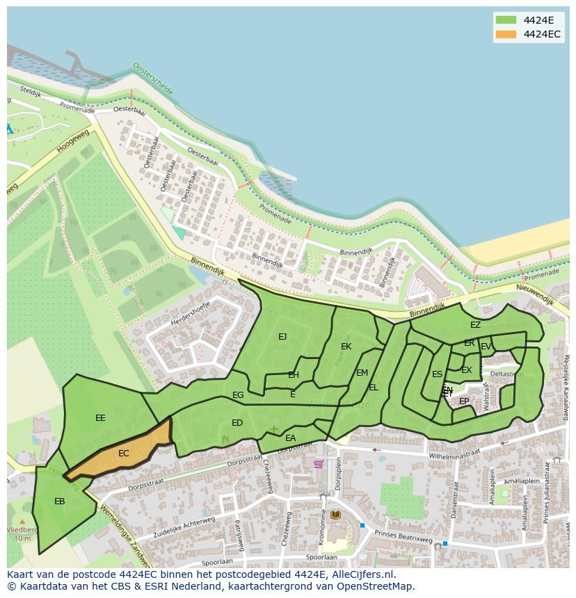 Afbeelding van het postcodegebied 4424 EC op de kaart.