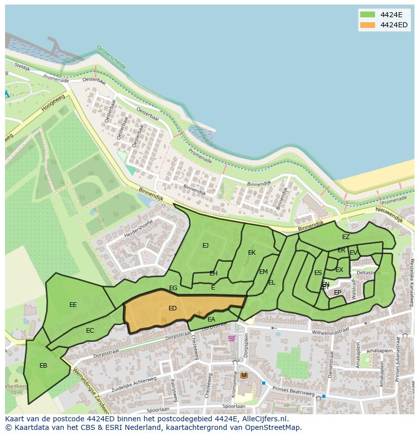 Afbeelding van het postcodegebied 4424 ED op de kaart.