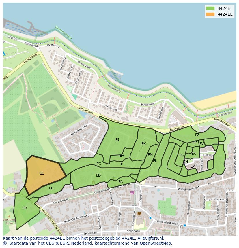 Afbeelding van het postcodegebied 4424 EE op de kaart.