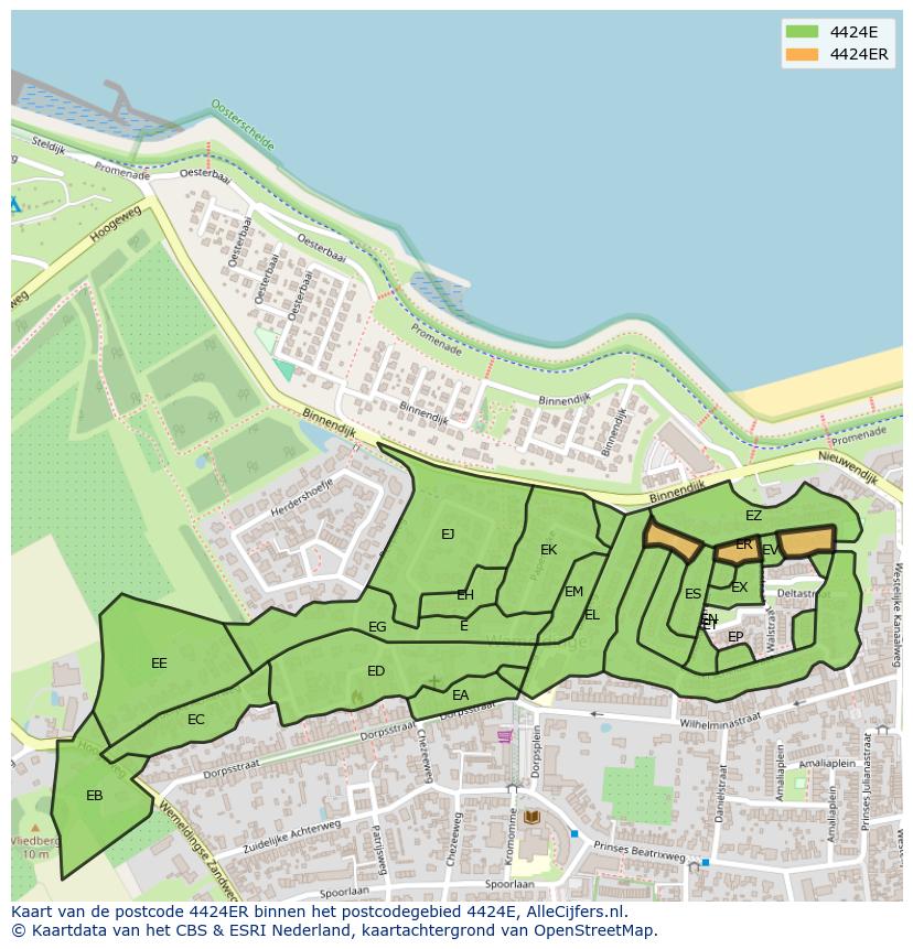 Afbeelding van het postcodegebied 4424 ER op de kaart.