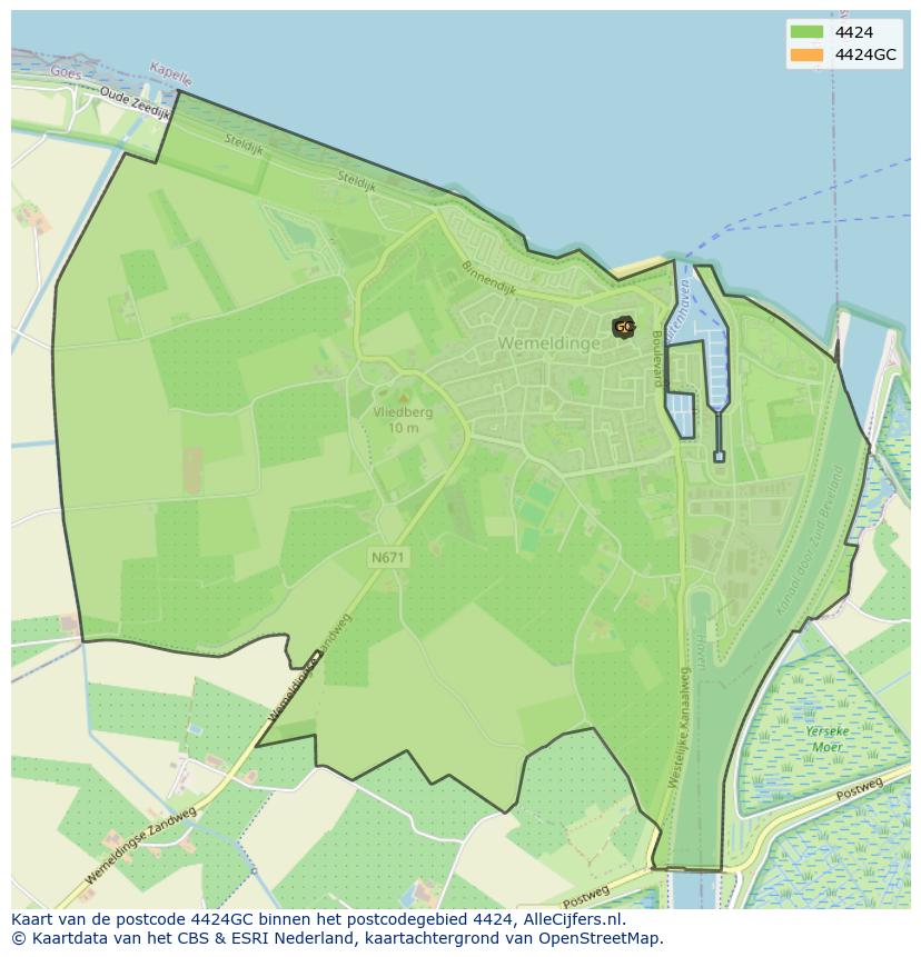 Afbeelding van het postcodegebied 4424 GC op de kaart.