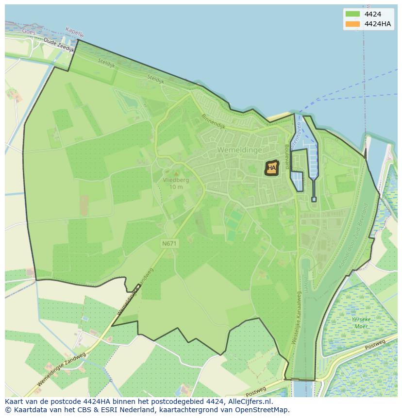 Afbeelding van het postcodegebied 4424 HA op de kaart.