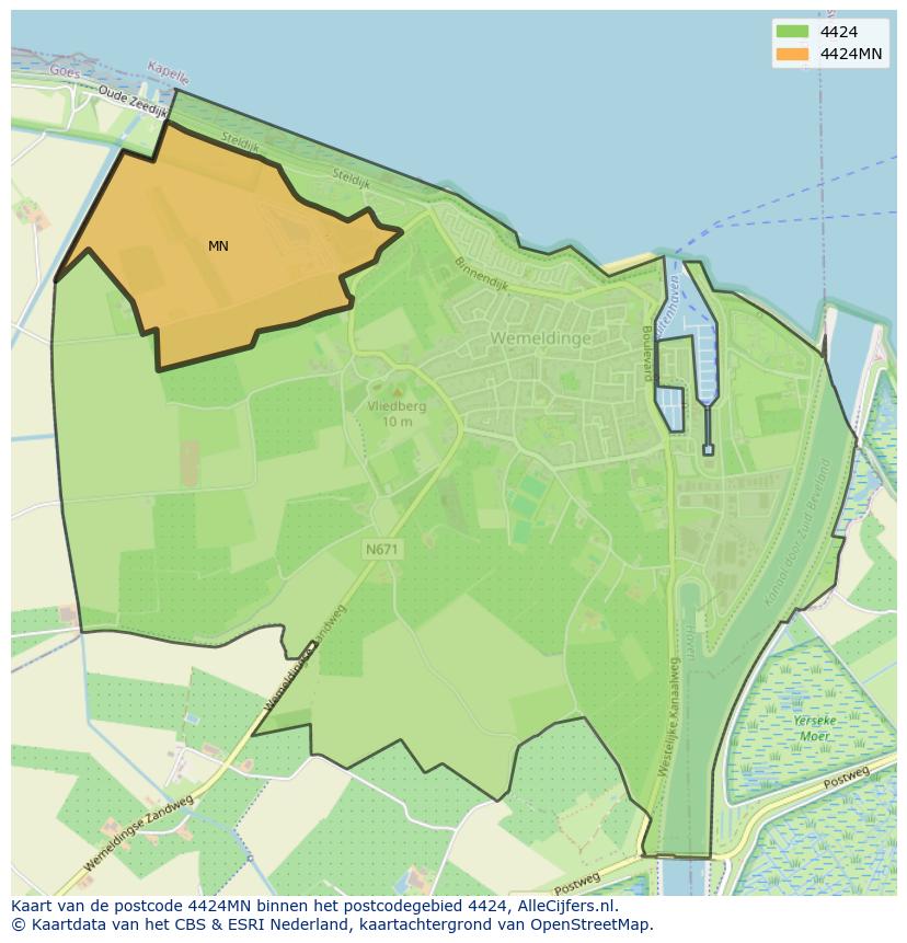 Afbeelding van het postcodegebied 4424 MN op de kaart.