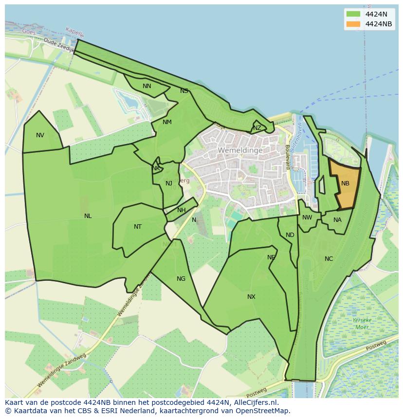 Afbeelding van het postcodegebied 4424 NB op de kaart.