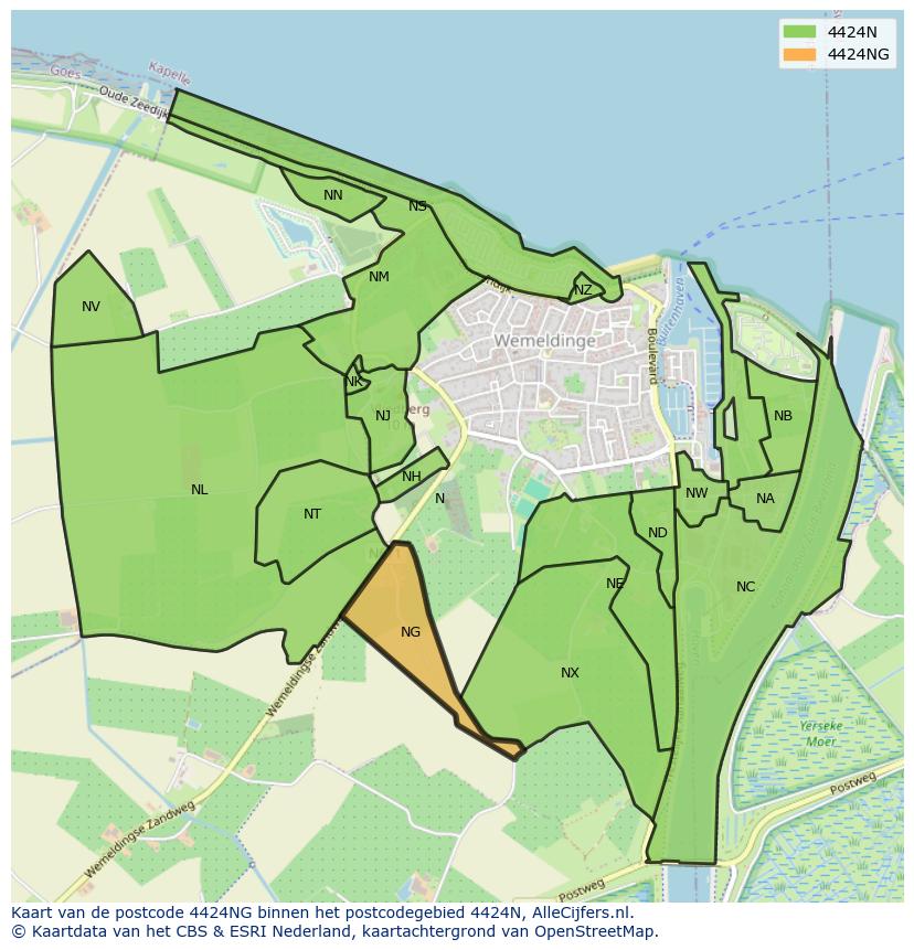 Afbeelding van het postcodegebied 4424 NG op de kaart.