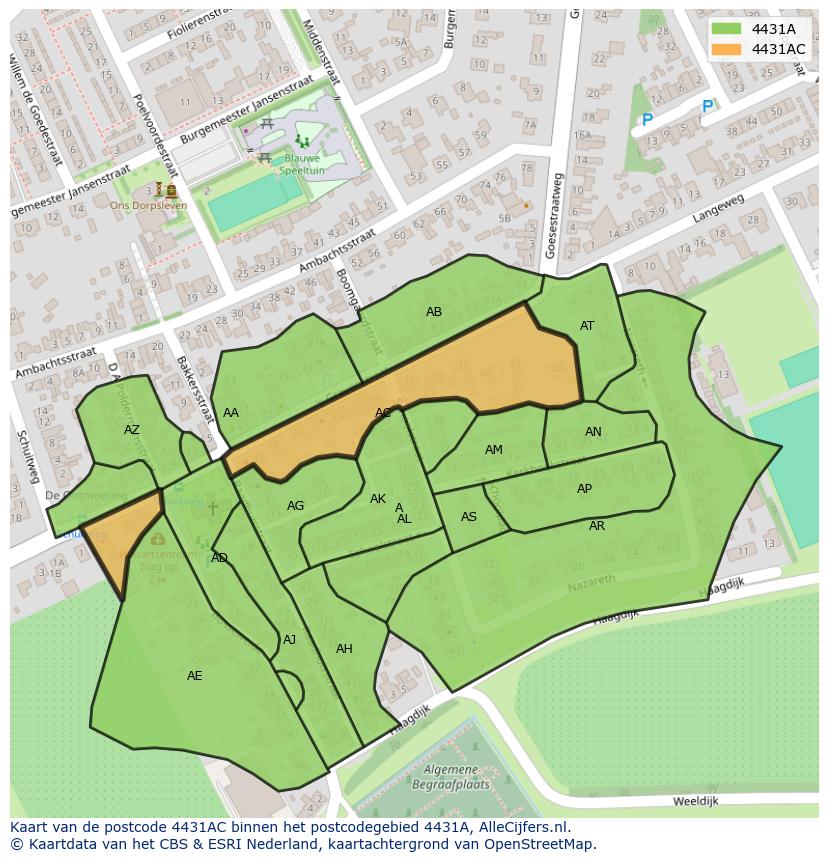 Afbeelding van het postcodegebied 4431 AC op de kaart.