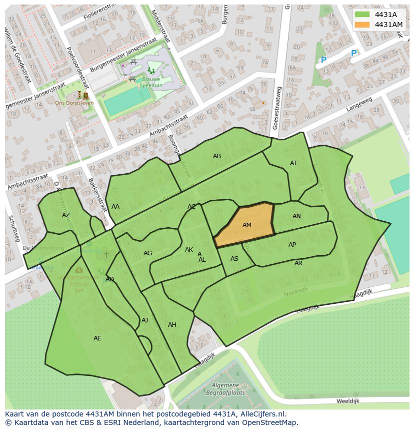 Afbeelding van het postcodegebied 4431 AM op de kaart.