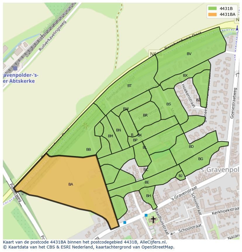 Afbeelding van het postcodegebied 4431 BA op de kaart.