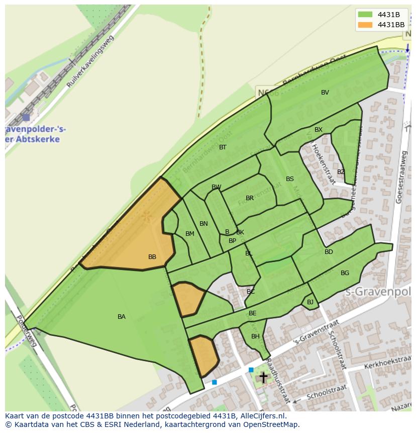 Afbeelding van het postcodegebied 4431 BB op de kaart.