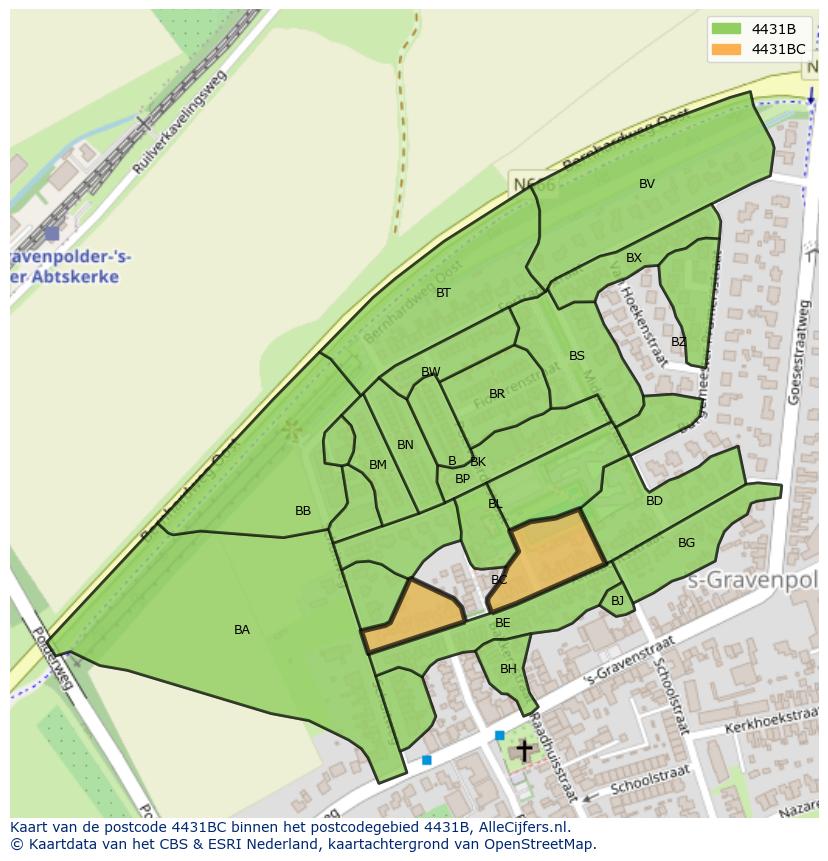 Afbeelding van het postcodegebied 4431 BC op de kaart.
