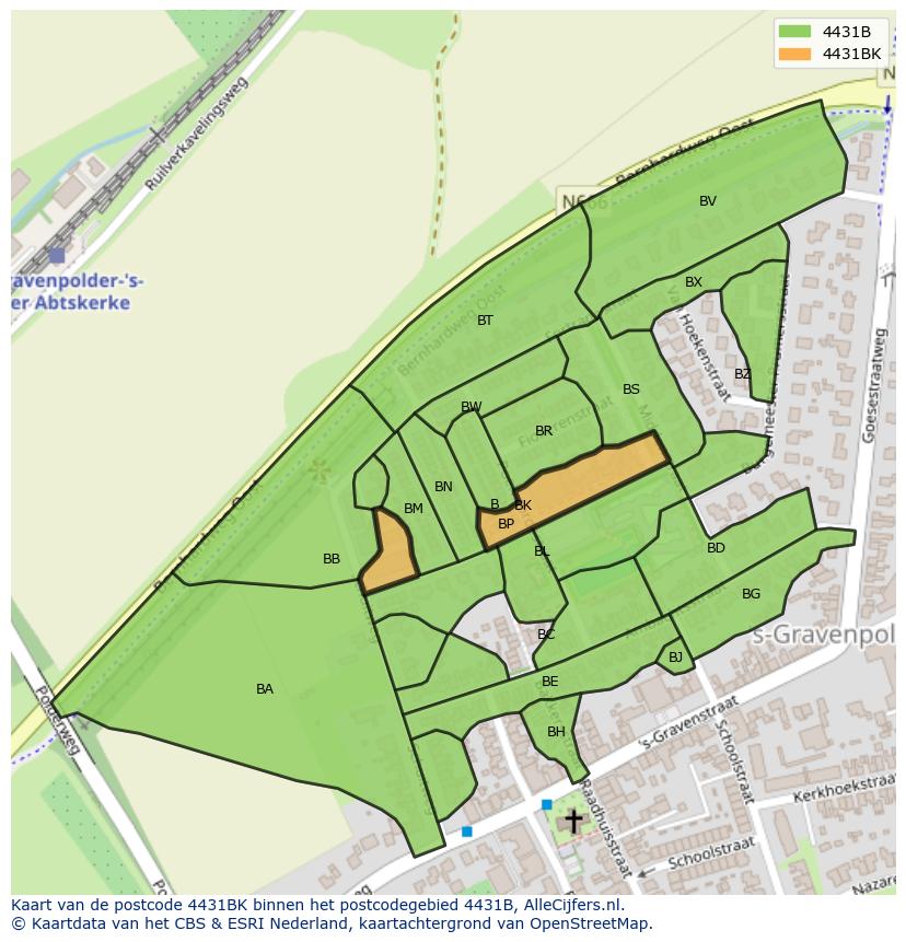 Afbeelding van het postcodegebied 4431 BK op de kaart.