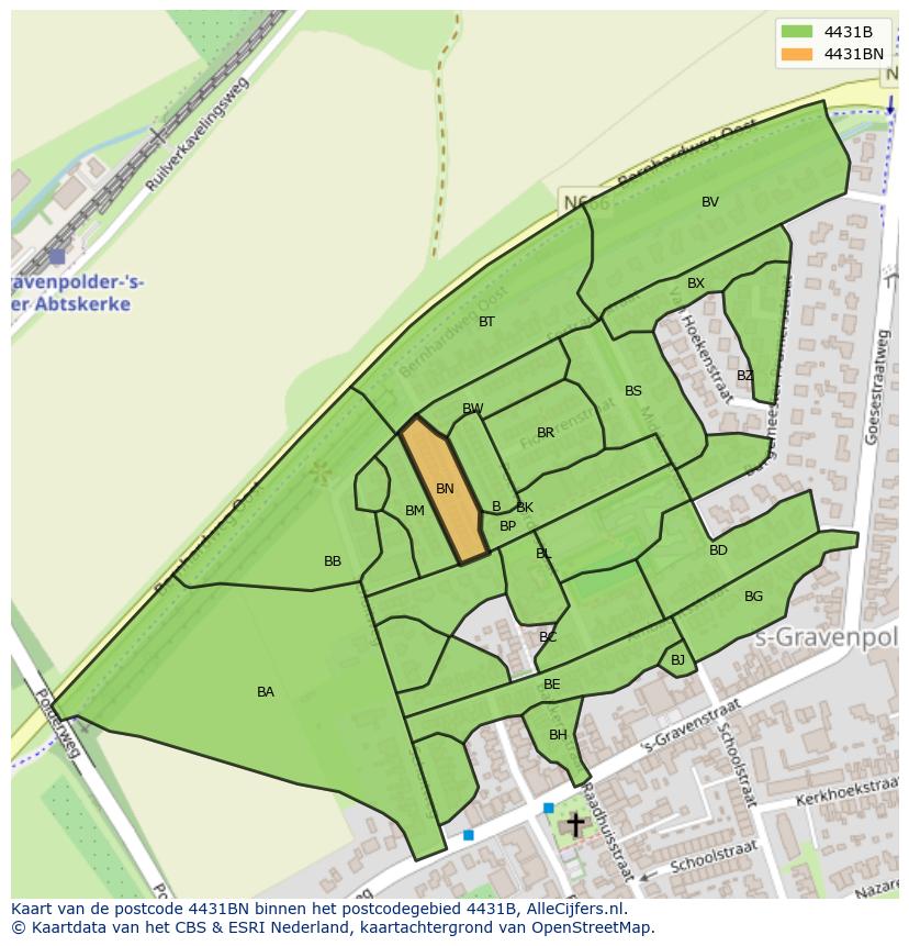 Afbeelding van het postcodegebied 4431 BN op de kaart.