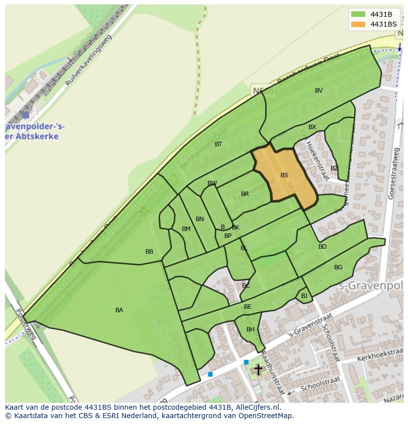 Afbeelding van het postcodegebied 4431 BS op de kaart.